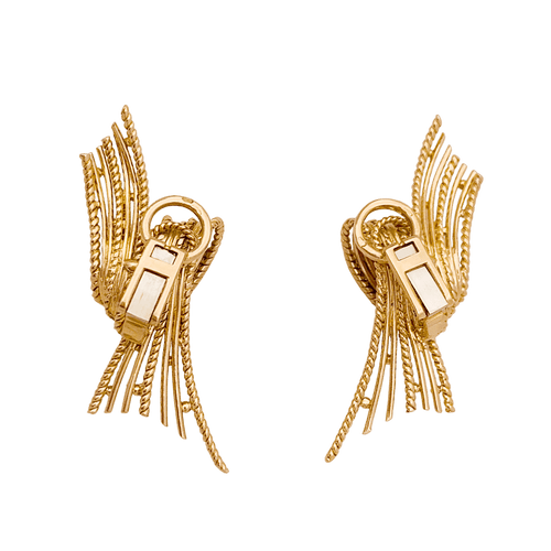 Boucles d'oreilles Boucles d'oreilles vintage or jaune texturé. 58 Facettes 34700