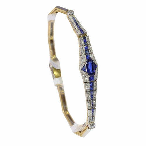 Bracelet Bracelet des années 1920 : une fusion de saphirs et de diamants 58 Facettes 13042-0008