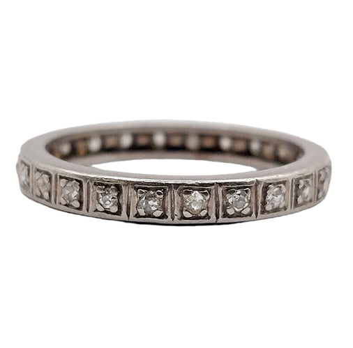Bague 54 Alliance américaine art deco Palladium et diamants 58 Facettes A06021