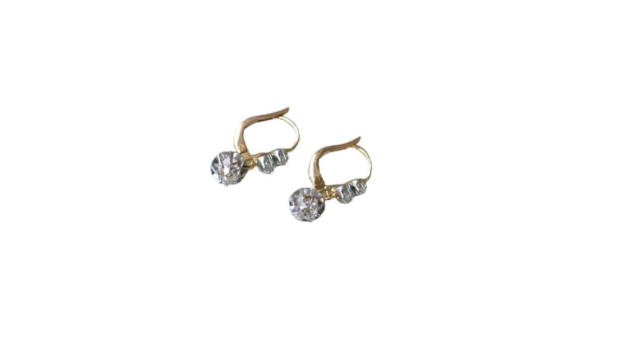 Boucles d'oreilles Dormeuses Art Déco diamants 58 Facettes