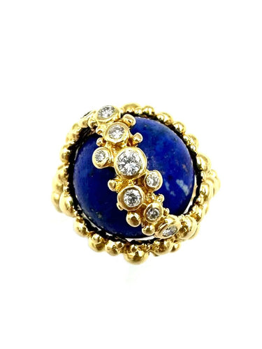 Bague GILBERT ALBERT. Bague or jaune 18K, diamants et billes interchangeables 58 Facettes