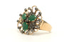 Bague 54 Bague Art Nouveau en or jaune 18 carats sertie d'émeraude et de diamants taille "rose" 58 Facettes A001