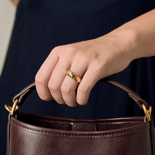 Bague 53.5 Bague jonc en or jaune, diamant, rubis, saphir et émeraude 58 Facettes LOR33782