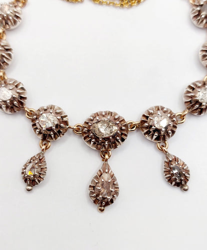 Collier Collier victorien or, argent et diamants 58 Facettes A05344