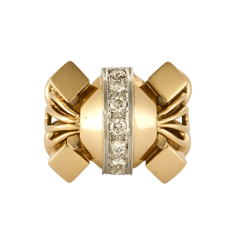 Bague 51 Bague Tank en or rose, platine et diamants 58 Facettes GU001