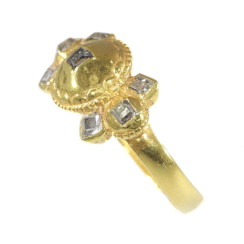 Bague 54 Glamour de l'âge d'or : bague baroque antique en diamant taille rose 58 Facettes 20240-0293