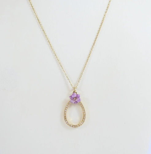 Collier Collier or jaune pendentif goutte pavé de diamants 58 Facettes