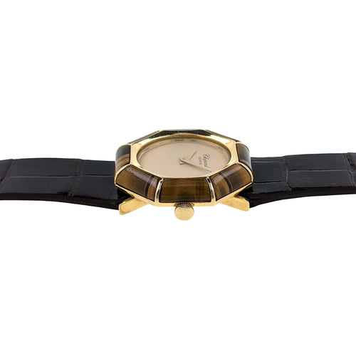 Chopard Ellipse Rareté 5045 1 Montre Bijou Pierre Œil de Tigre Or Jaune 18 carats