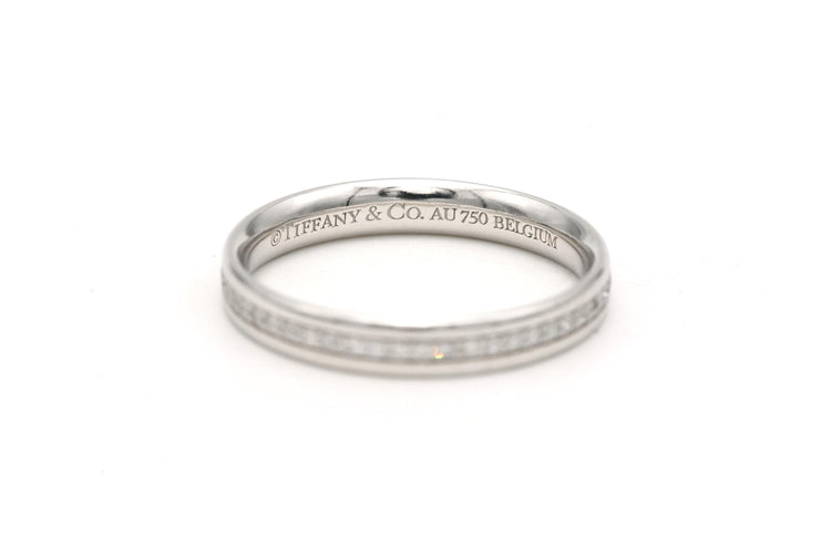 Bague contemporaine Tiffany&co Metro en or blanc 18 carats sertie de diamants