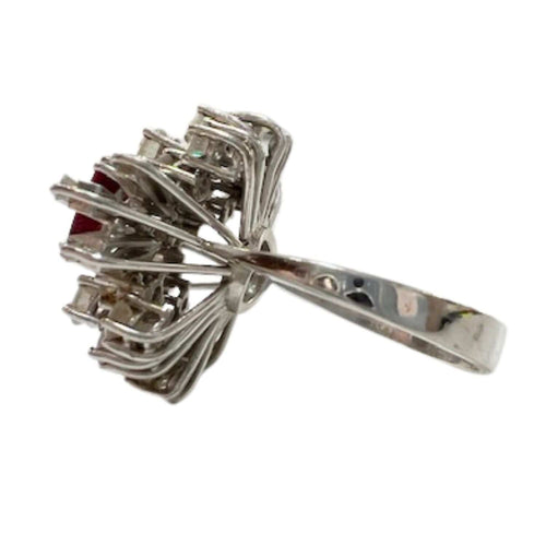 Bague 50 Bague design rétro 1945-1950 en or avec diamants de 2,14 ct et rubis 58 Facettes Q323(966)