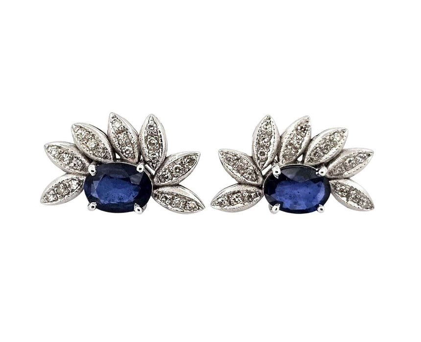 Boucles d'oreilles Boucles d'oreilles or blanc avec saphirs et diamants 58 Facettes