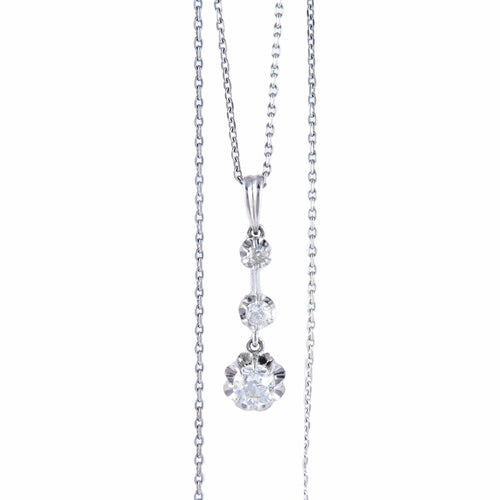 Collier Pendentif Diamants 1900 sur chaîne 58 Facettes AB119