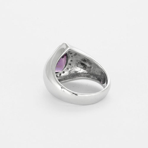 Bague 53 Bague jonc poire en or blanc 14K, Améthyste et diamants 58 Facettes