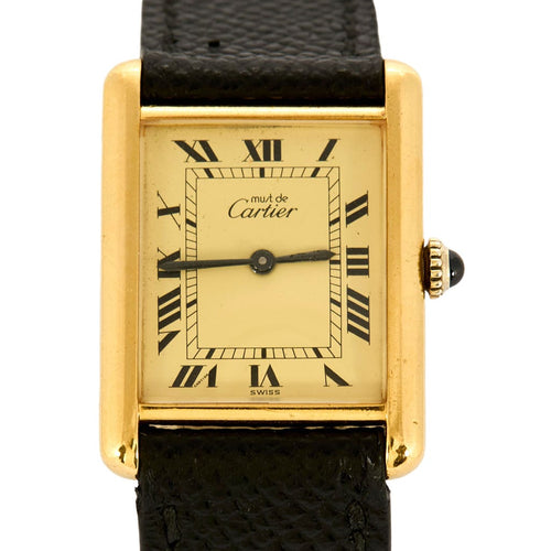 Montre CARTIER - Montre Modèle Tank Must en argent plaqué or 58 Facettes