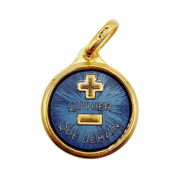 Pendentif AUGIS - Pendentif médaille d'amour or jaune  - L'Élégante Bleue Foncée 58 Facettes J10794X000