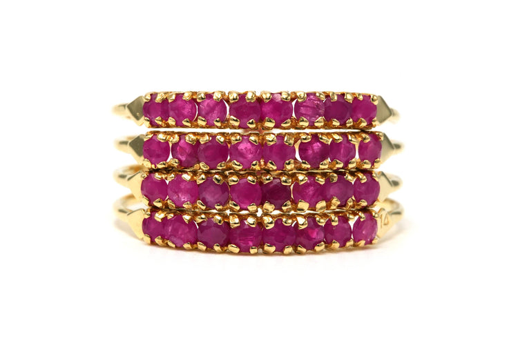 Bague 58 Bague Contemporaine or jaune sertie de rubis 58 Facettes 22781