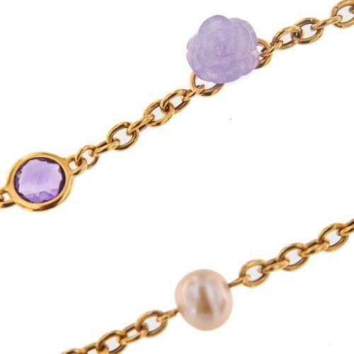 Collier Collier avec perles, améthystes et jade lavande 58 Facettes 32958