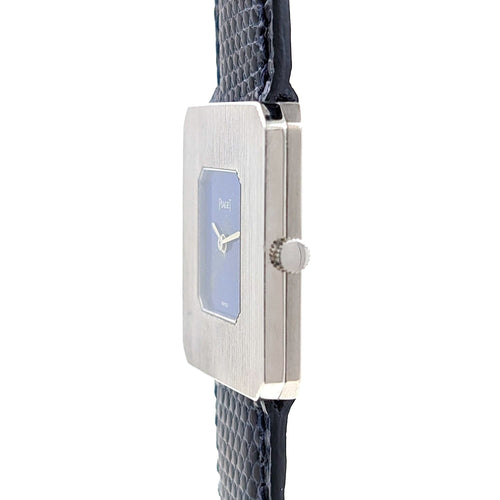 Montre Piaget Protocole RARE Piaget 99042 Lapis Lazuli Dial Protocole Ultra Thin Rectangular Serviced White Gold 58 Facettes