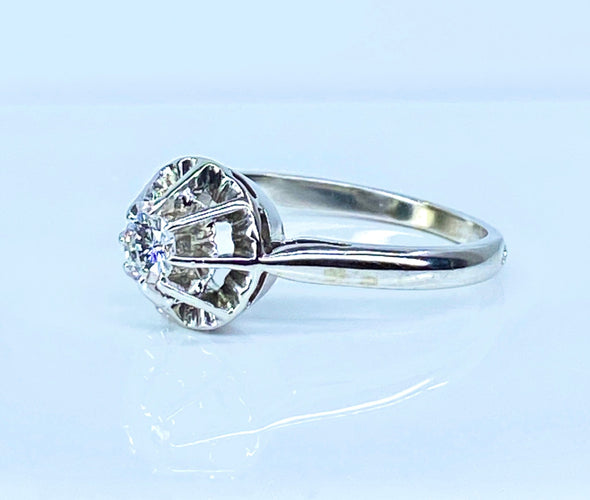 Bague 50 Bague solitaire en or et platine, diamant 58 Facettes AB560