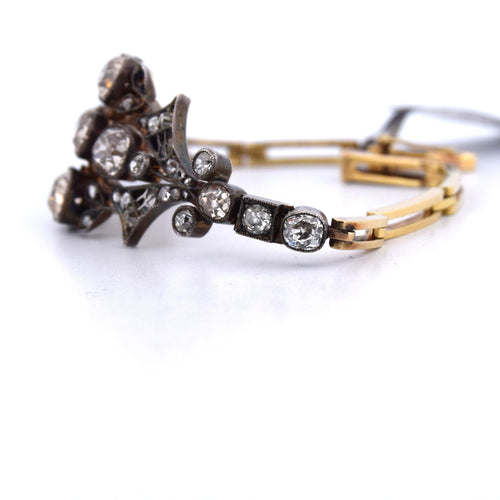 Bracelet Bracelet ancien en or rose et argent avec diamants 58 Facettes