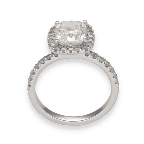 Solitaire or 14k diamant coussin 1,80 ct GIA + 0,35 ct - Taille 50