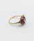 Bague fleur Art déco en or rose 18k et diamant, rubis synthétiques