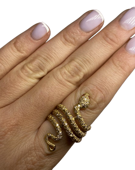 Bague 55 Bague serpent or jaune diamants 58 Facettes