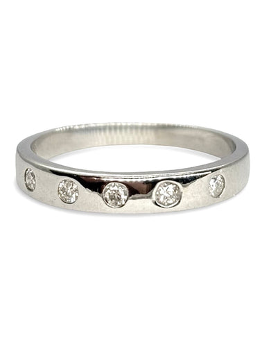 Bague 54 Alliance or blanc et diamants 0,15 ct 58 Facettes 1178