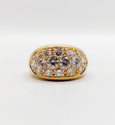 Bague 53 Bague jonc bombée or jaune et 2,20 carats de diamants taille brillant 58 Facettes A06334