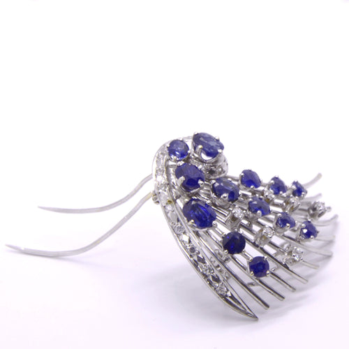 Broche BROCHE HIPPIAS or blanc diamants saphirs 1960 58 Facettes BC2411SA