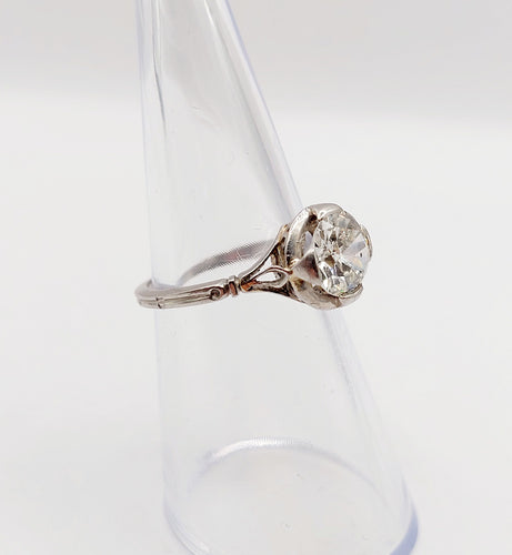 Bague 50 Bague solitaire Art déco en platine et diamant taille ancienne 1,35 carats 58 Facettes A06439