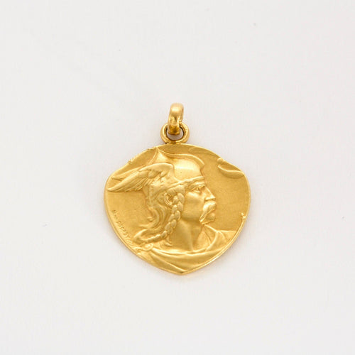 Pendentif Médaille Vercingétorix & Coq en or jaune 18K 58 Facettes