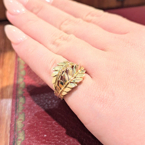 Bague florale en or rose