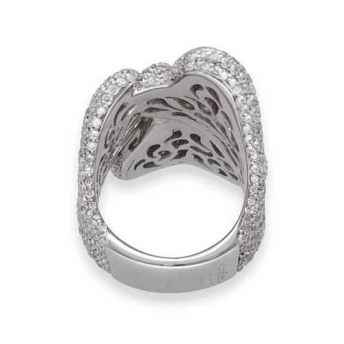 Bague 53 Bague Palmiero en or gris 18K avec 3 curs entrelaces sertis de 7,50 ct de diamants G-VS - Taille 53 58 Facettes FB09342