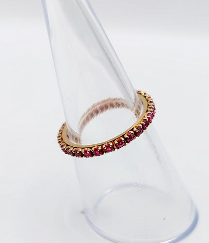 Bague 50.5 Alliance américaine or jaune petits rubis ronds (circa 1950) art deco éternité 58 Facettes A05472