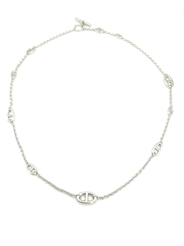 Collier HERMES. Collection "Farandole", sautoir argent 80cm 58 Facettes