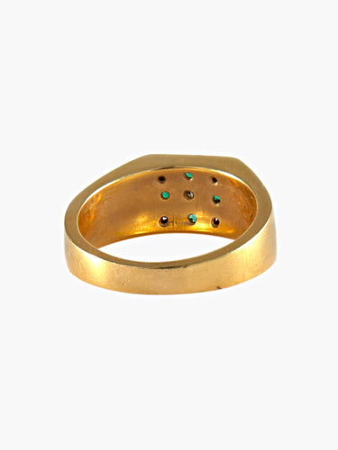 Bague 55.5 CHEVALIERE OR JAUNE EMERAUDES ET DIAMANTS 58 Facettes
