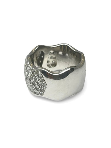 Bague 55 Alliance or blanc et diamant 1,50 ct 58 Facettes