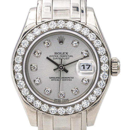 Montre Montre Rolex Lady-Datejust Pearl Master Or blanc Diamant 58 Facettes 4178650RV