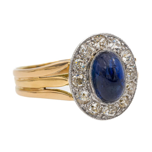 Bague Or jaune, Or blanc Saphir, Diamant