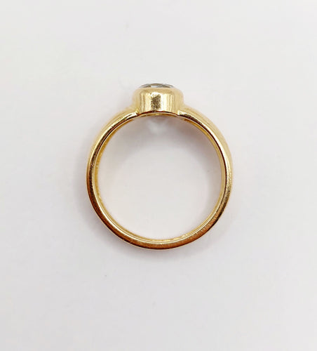 Bague 49 Bague jonc vintage or jaune 18k aigue marine de 0,70 carats 58 Facettes A06182