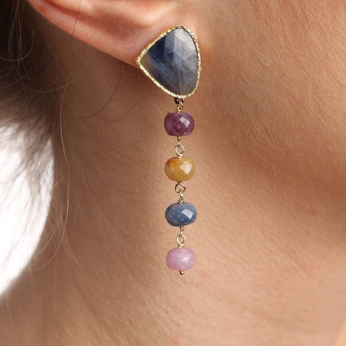 Boucles d'oreilles Boucles d'oreilles saphir multicolore et or 58 Facettes TA142