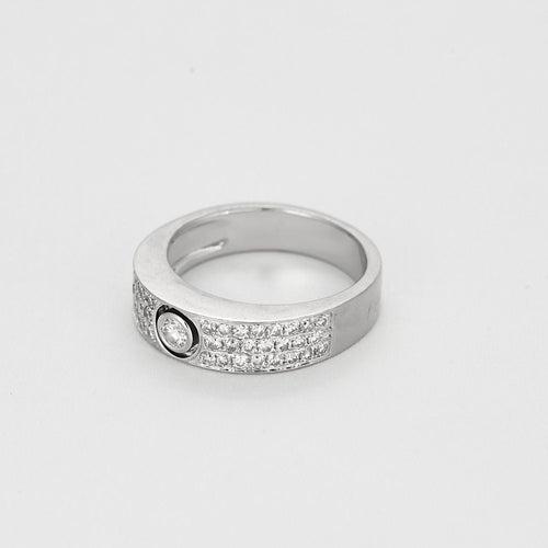 Bague 53,5 Bague jonc en or blanc et diamants 58 Facettes HAV0939X2