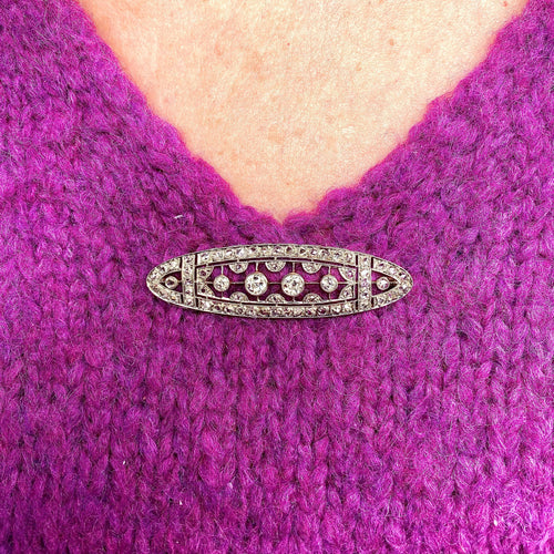 Broche Broche ajourée en or blanc 18 carats et platine, diamants 2 carats 58 Facettes AB668