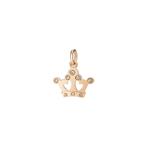 Pendentif Pendentif couronne de dodo avec cœurs en or rose 58 Facettes 17613