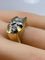 Bague Tank en or jaune 18 carats et platine sertie de diamants
