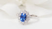 Bague 57 Bague marguerite en platine, tanzanite et diamants 58 Facettes 32520