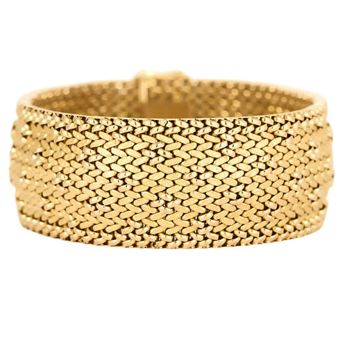 Large bracelet en or jaune à maille polonaise