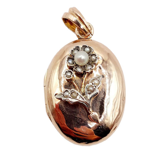 Pendentif Pendentif porte-photo or rose et argent, perles (circa 1900) 58 Facettes A05863