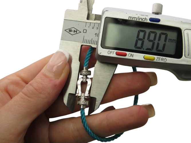 Bracelet bracelet FRED force 10 moyen 0b0077 t15 or blanc 18k 34 diamants 2 cables 58 Facettes 269620